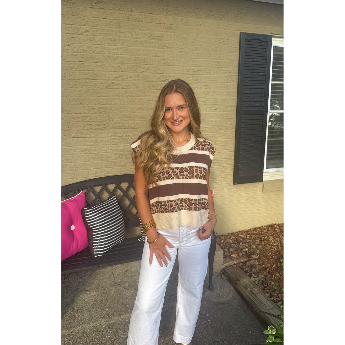 Kennedy Cheetah Top, Taupe Multi