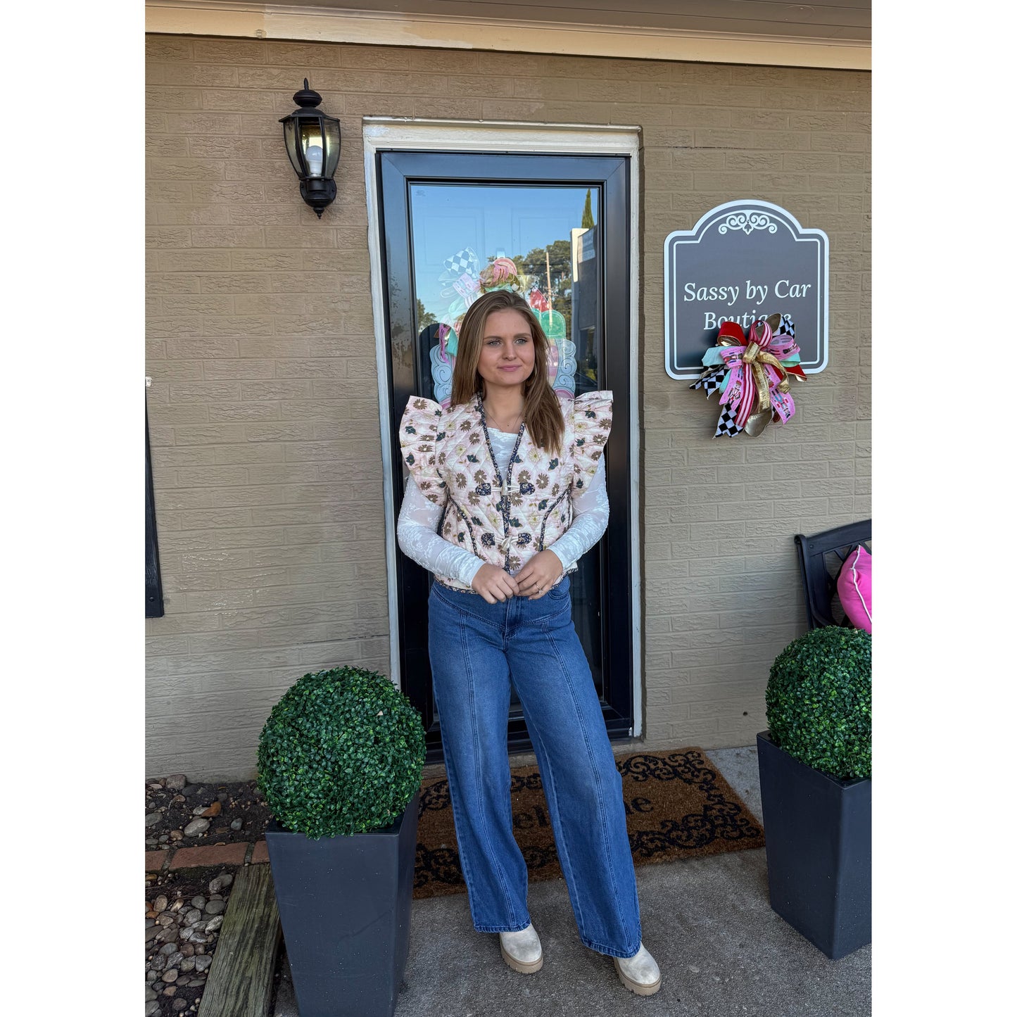 Floral Detail Quilted Vest