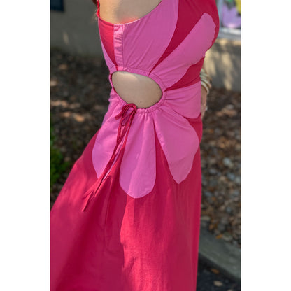 Daisy Midi Dress, Pink/Red