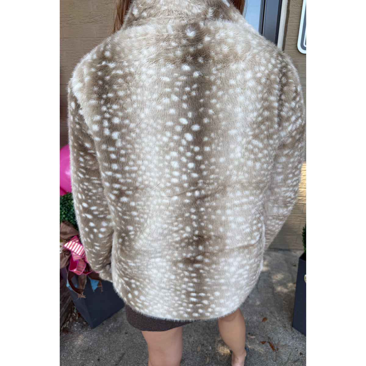 Caroline Faux Fur Jacket, Brown Multi