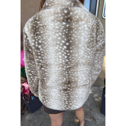 Caroline Faux Fur Jacket, Brown Multi