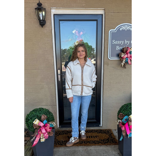 Sherpa Jacket, Cream/Taupe