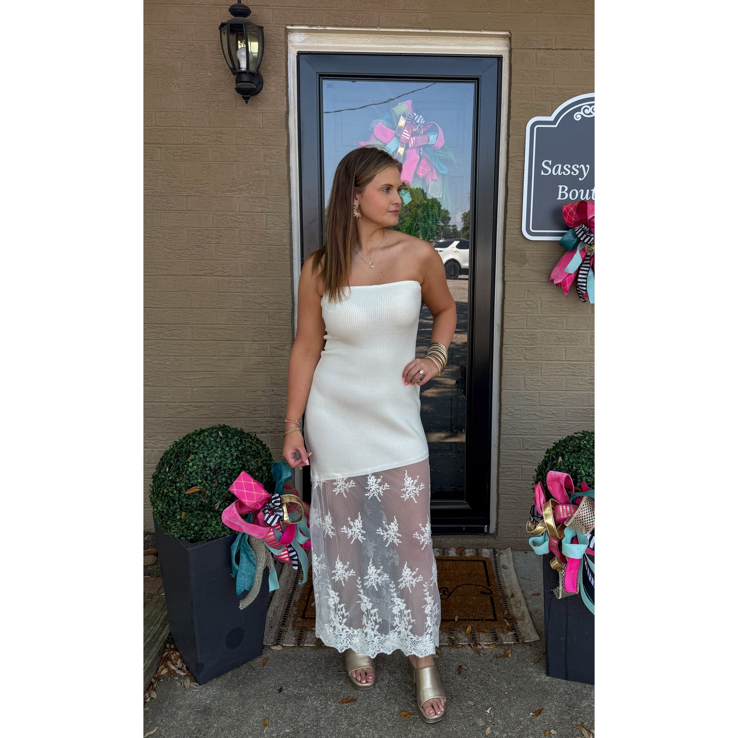 Imogen Detail Maxi Dress, Ivory