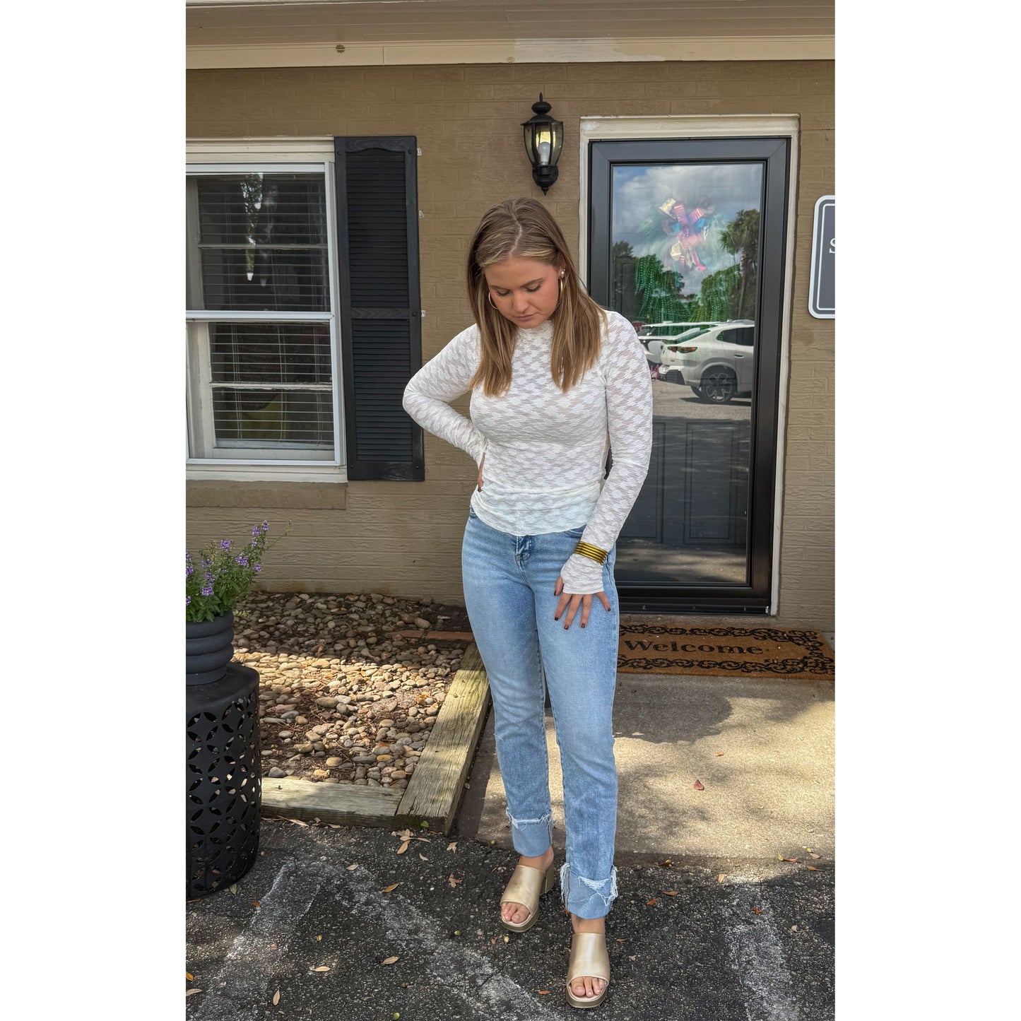 Harlow Sheer Top, Off White