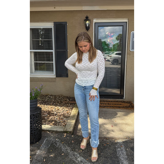 Harlow Sheer Top, Off White