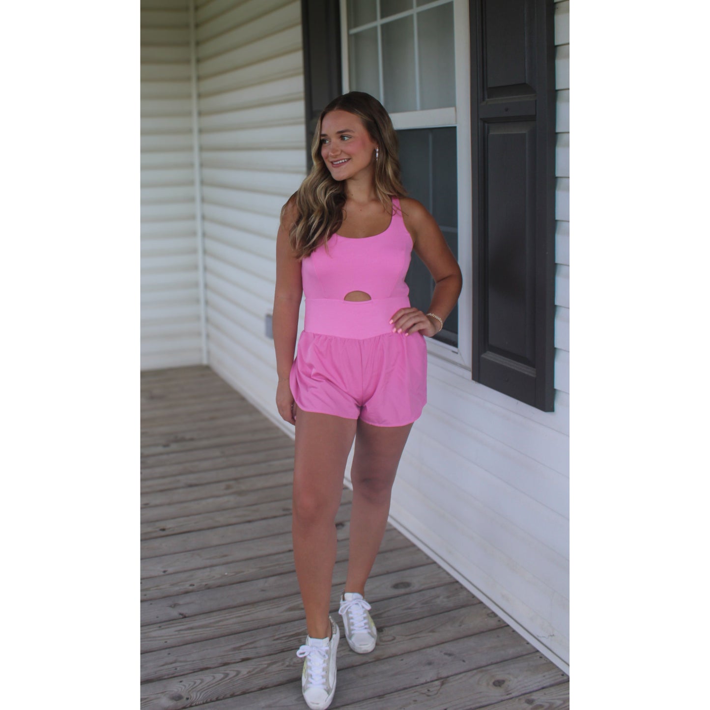 Chelsea Workout Romper, Soft Pink