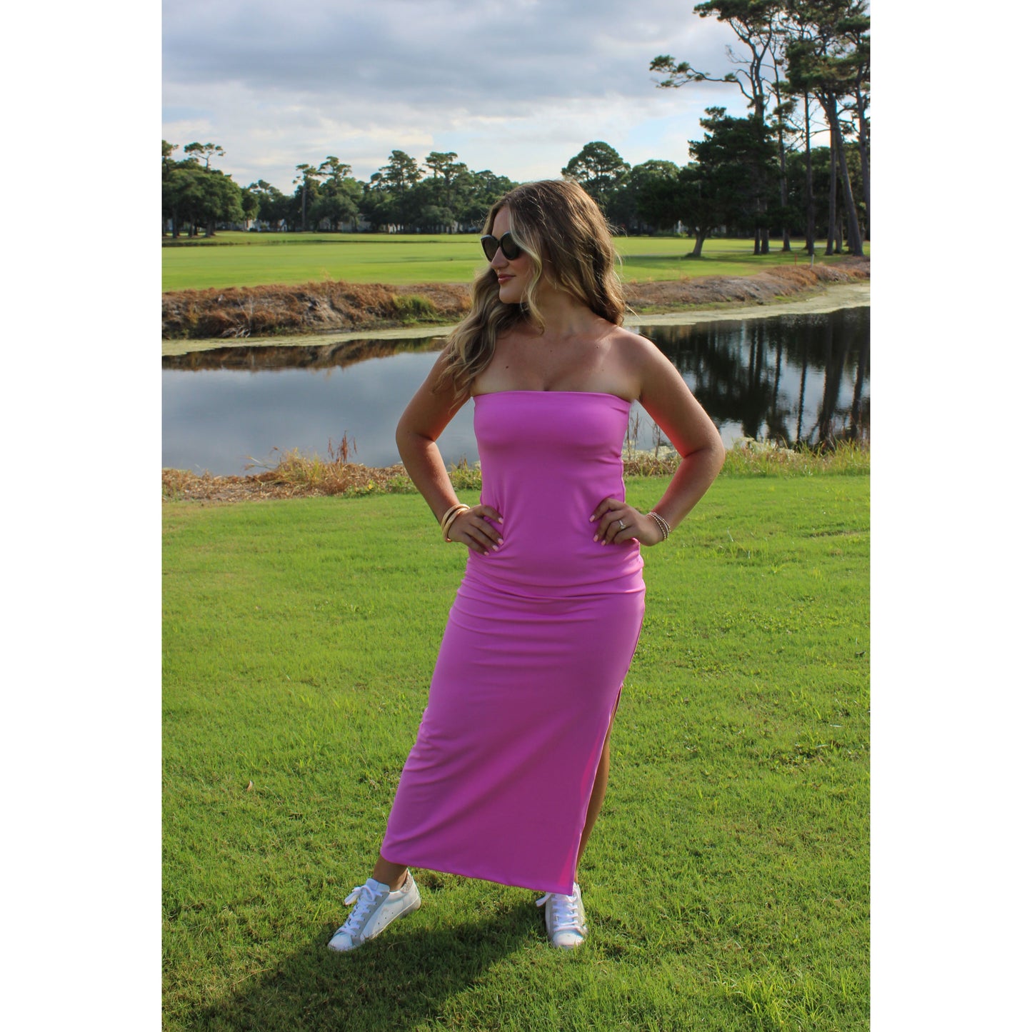 Raine Midi Dress, Fuchsia