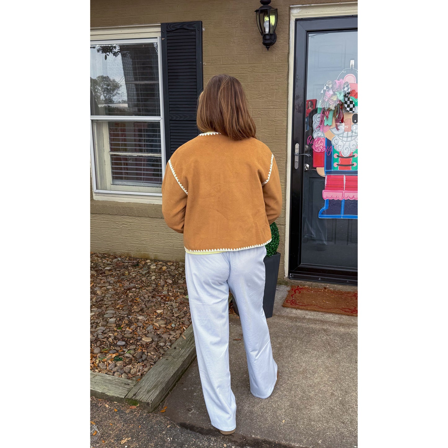 Jackie Detail Jacket, Camel/Cream