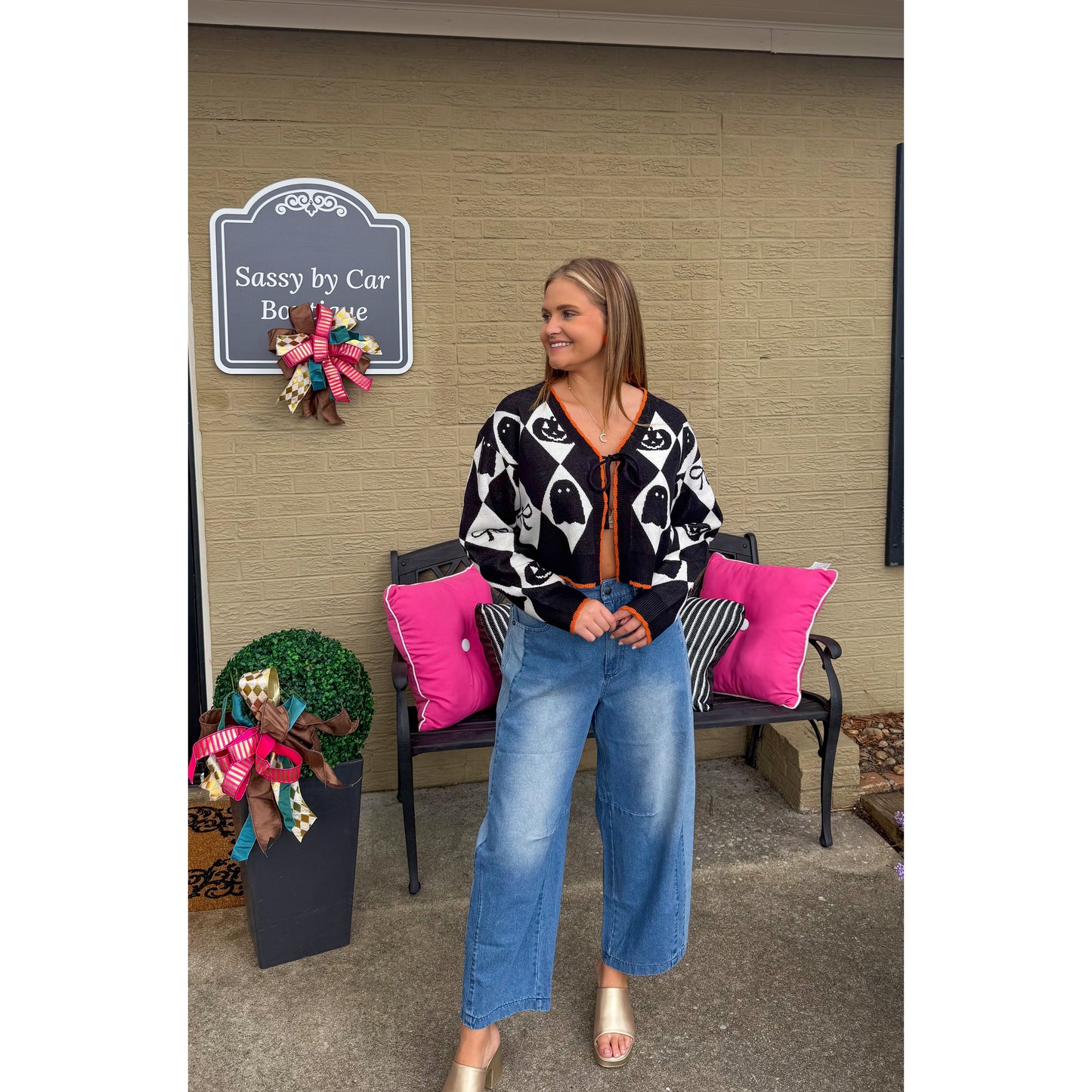 Isabelle Cardigan, Black/Orange