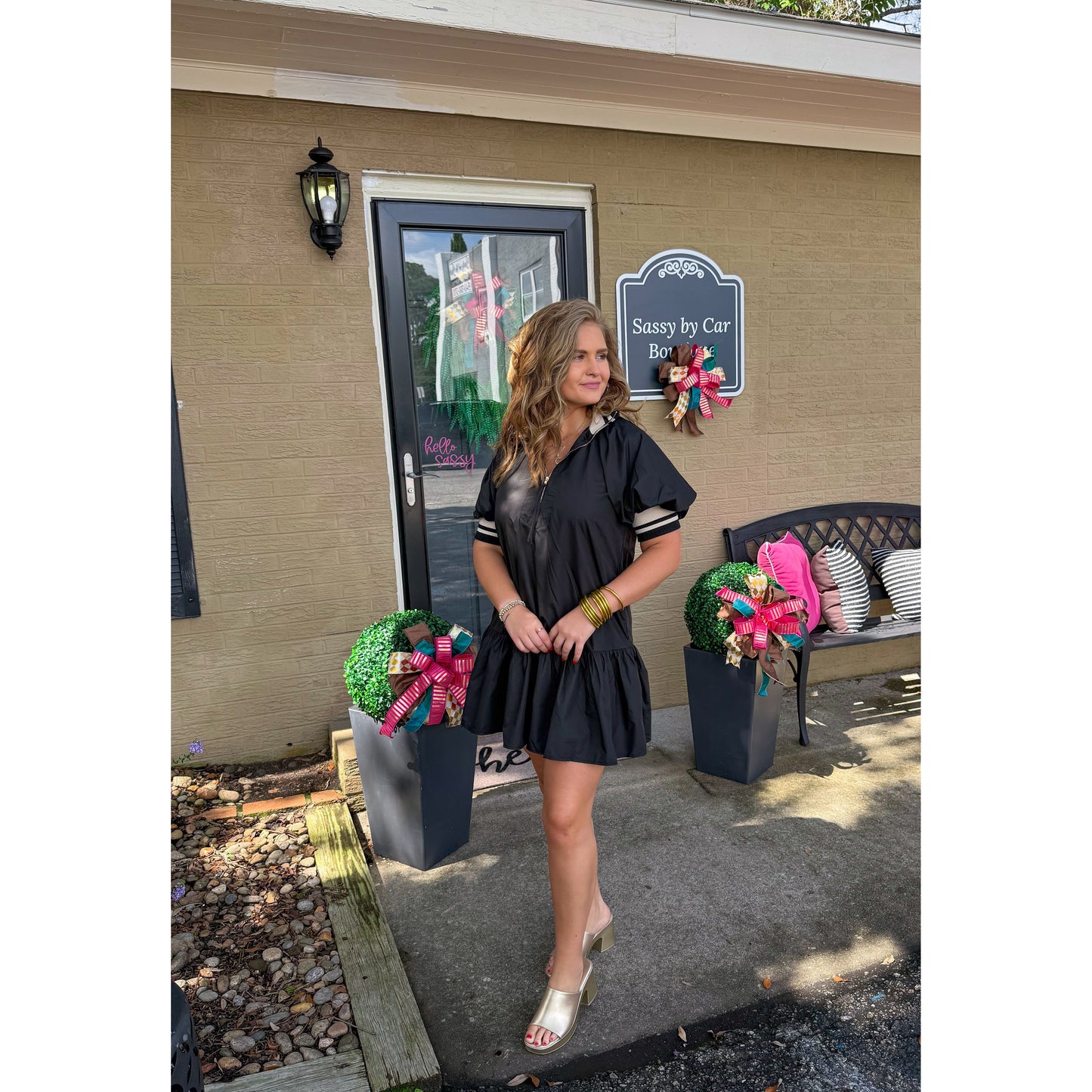 Kenny Mini Dress, Black/Taupe