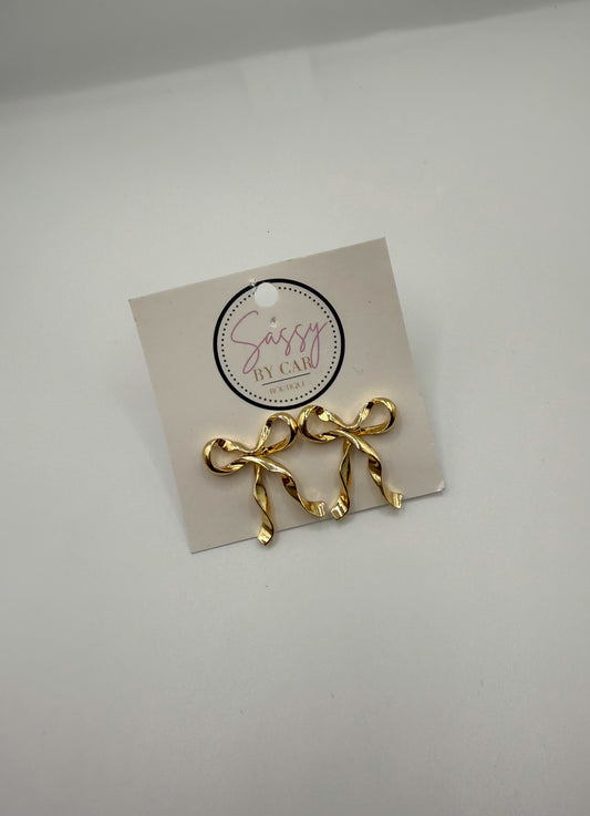 Bow Earrings, Gold
