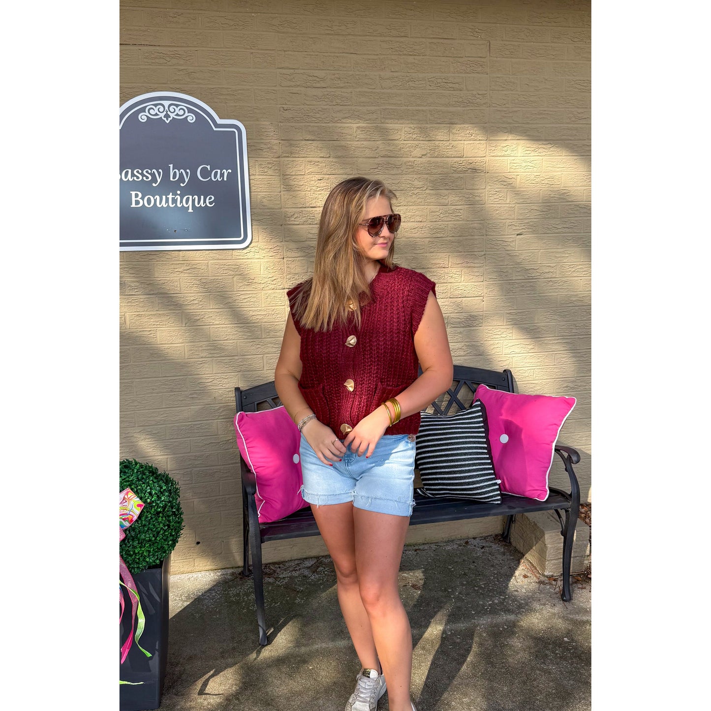 Gia Chunky Knit Top, Garnet