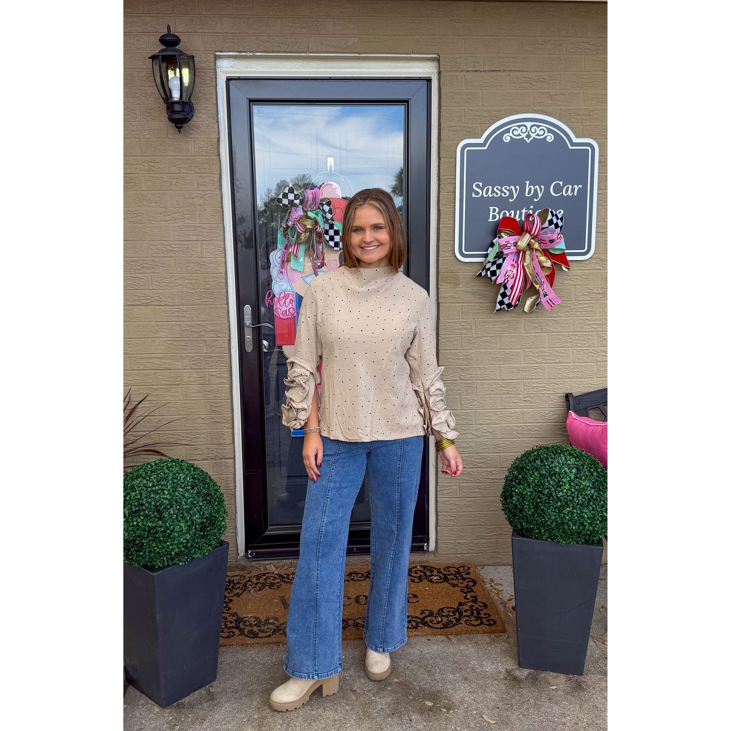 Polka Dot Detail Blouse