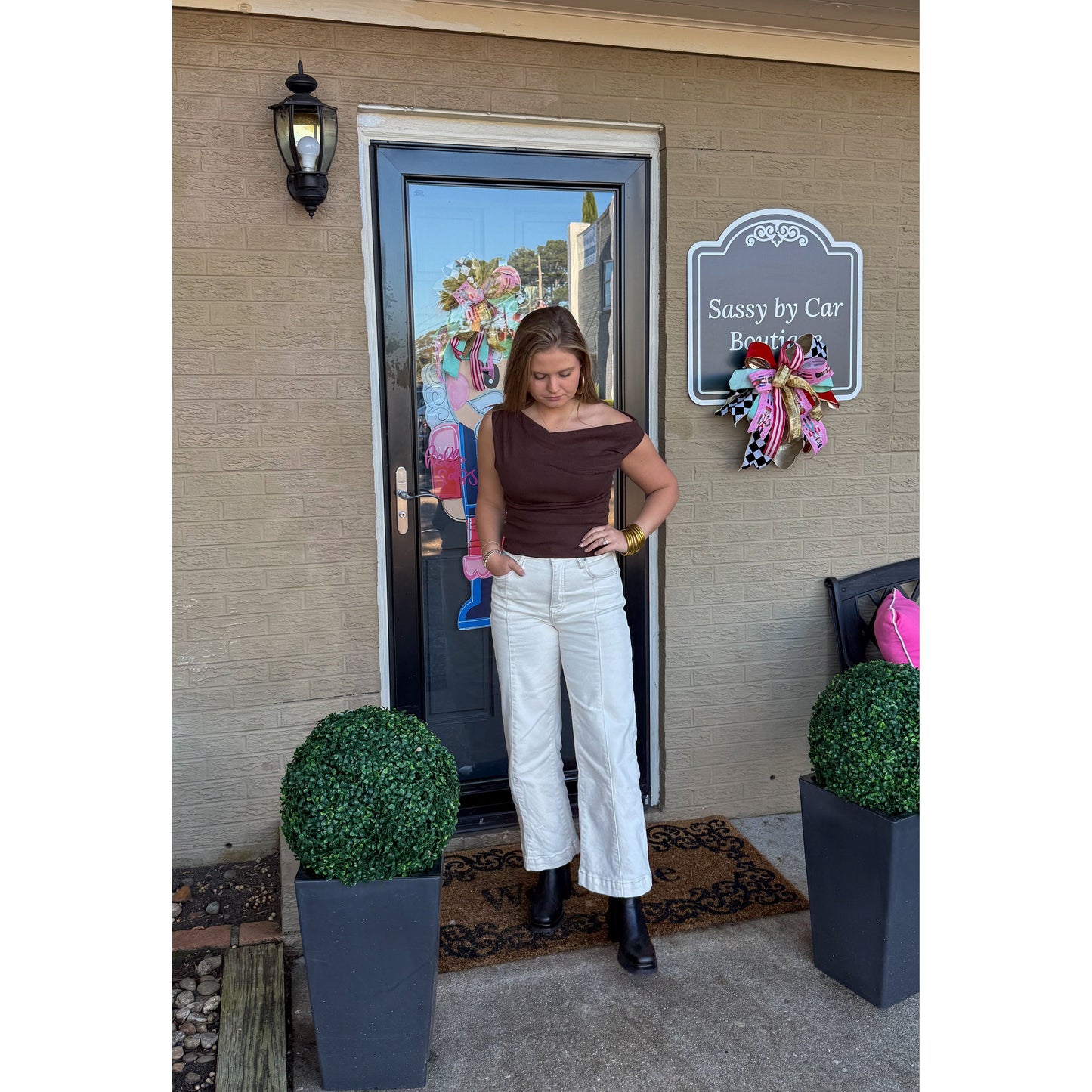 Asymmetrical Top, Chocolate Brown