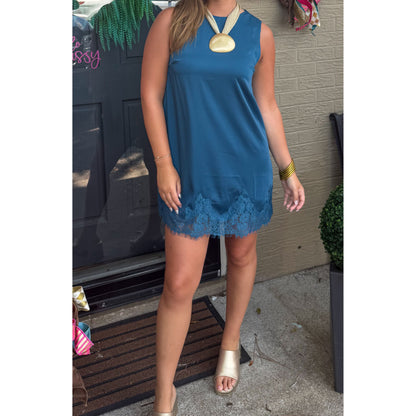 Annie Trim Lace Mini Dress, Peacock