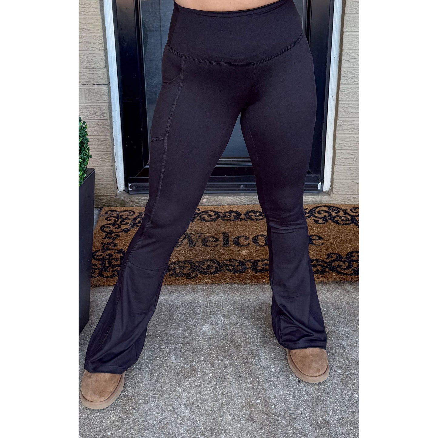 Flare Leg Leggings, Black