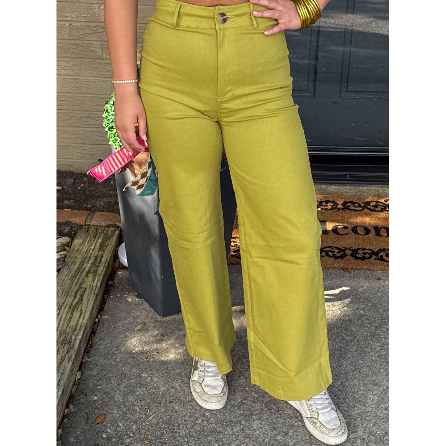 Tatum Straight Leg Pants, Chartreuse