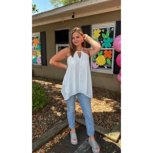Lydia Flowy Top, White