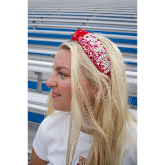 Game-Day Sequin Headband, Red