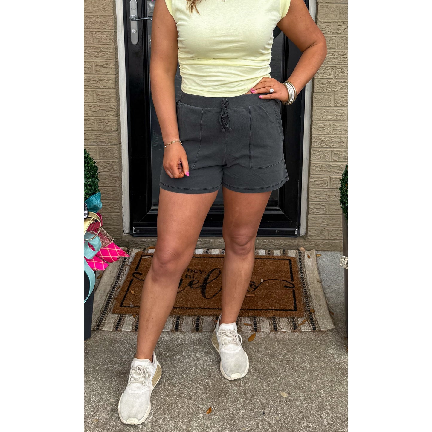 Blaise Lounge Shorts, Charcoal Grey