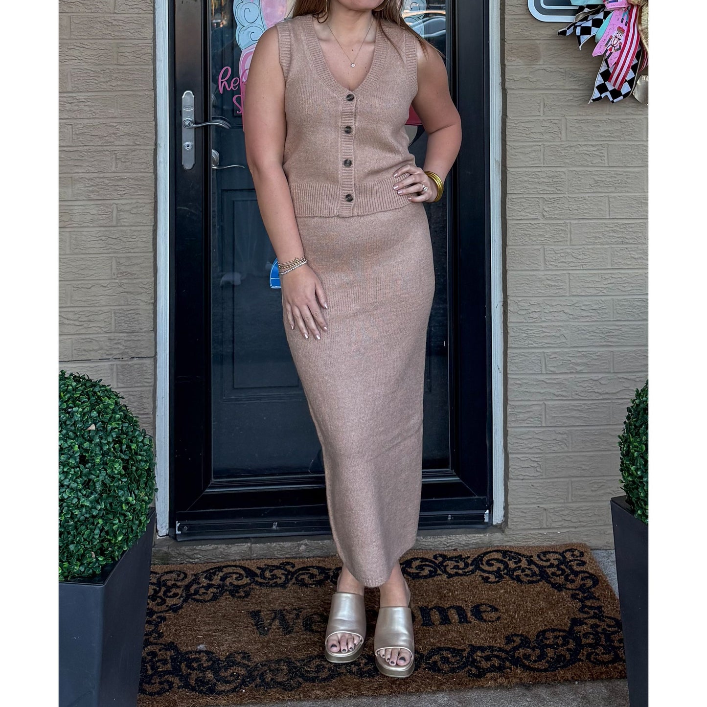 Gia Sweater Knit Set, Taupe