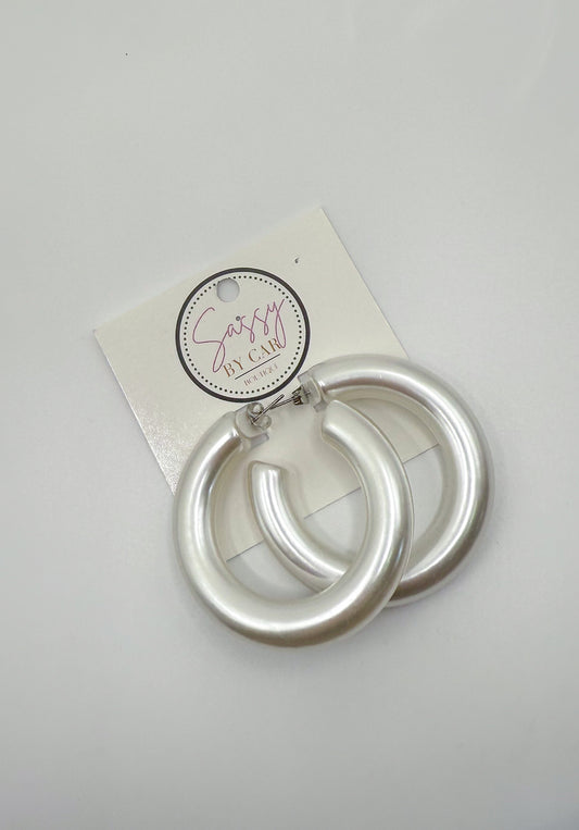 Matte Silver Hoops