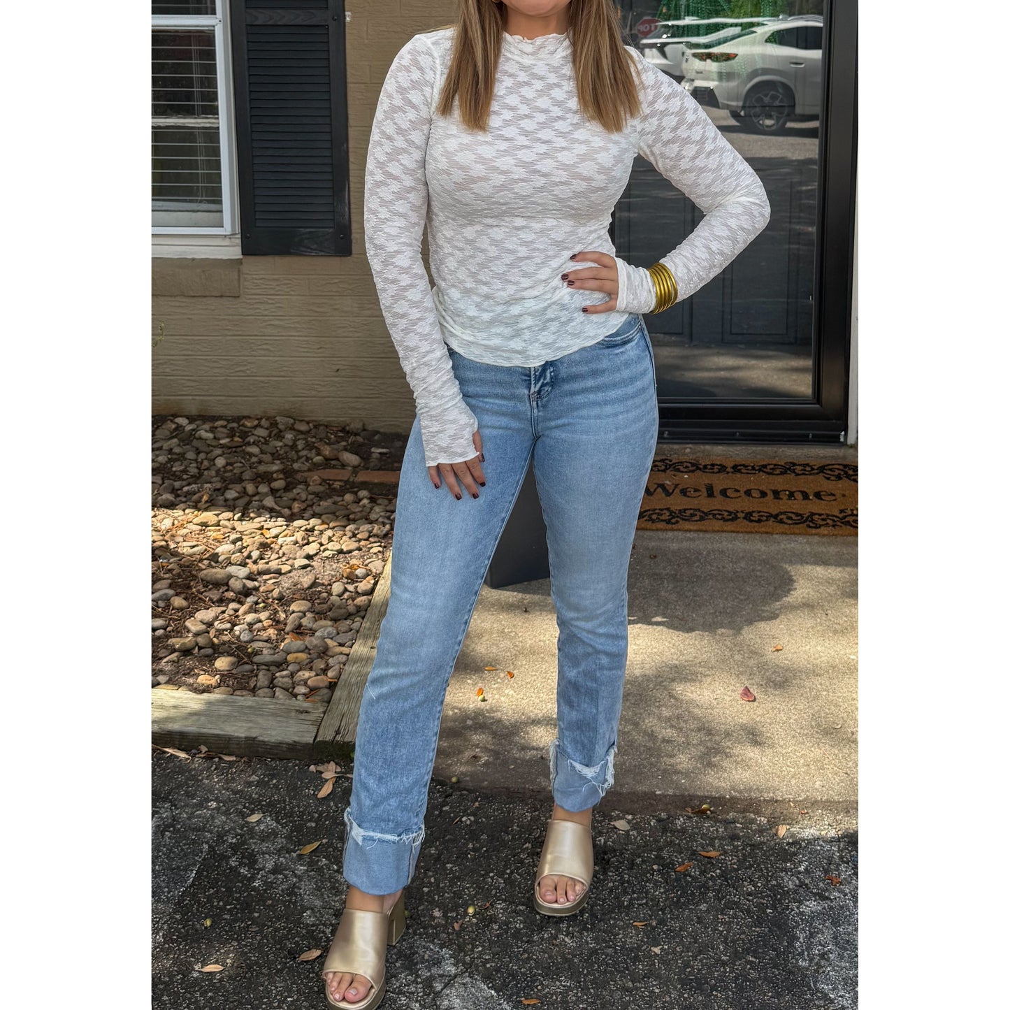 Harlow Sheer Top, Off White
