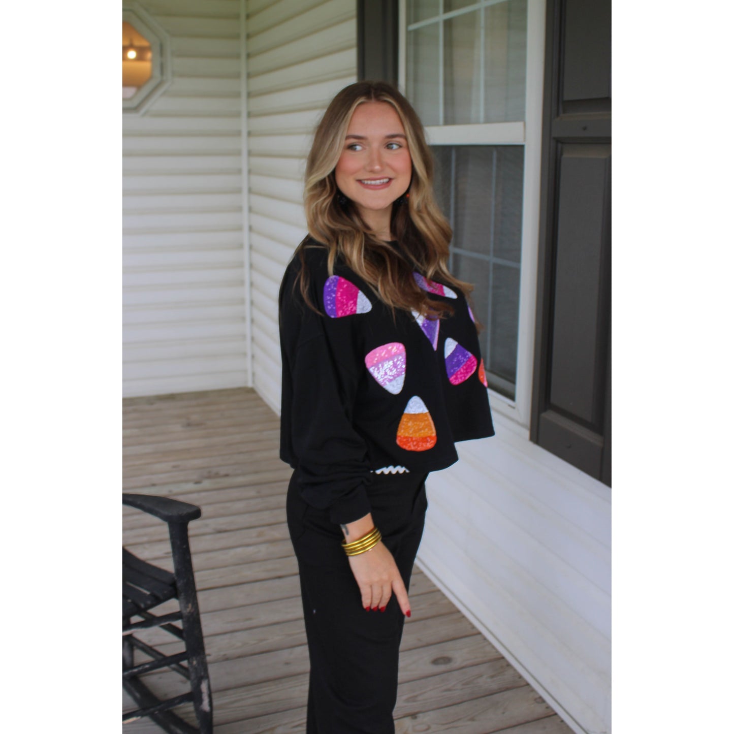 Candy Corn Sequin Sweatshirt, Multi-Color