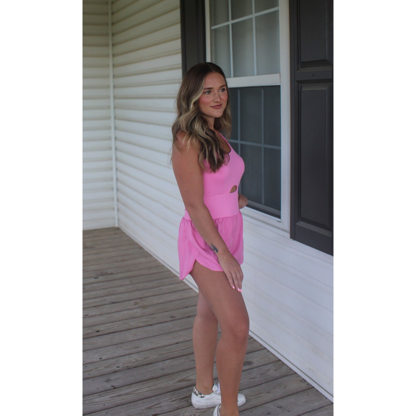 Chelsea Workout Romper, Soft Pink