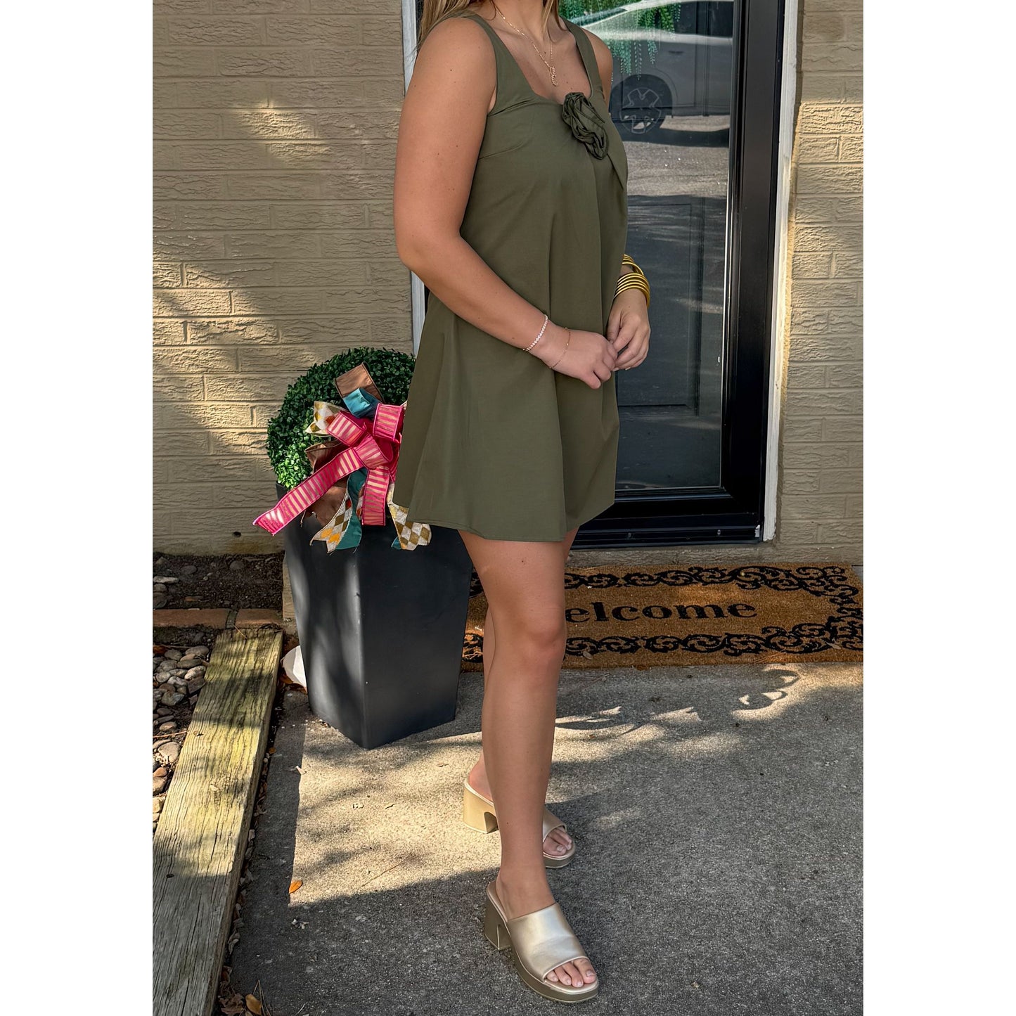 Olive Mini Dress, Green