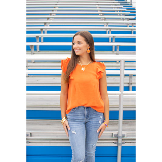 Khloe Round Neck Top, Orange