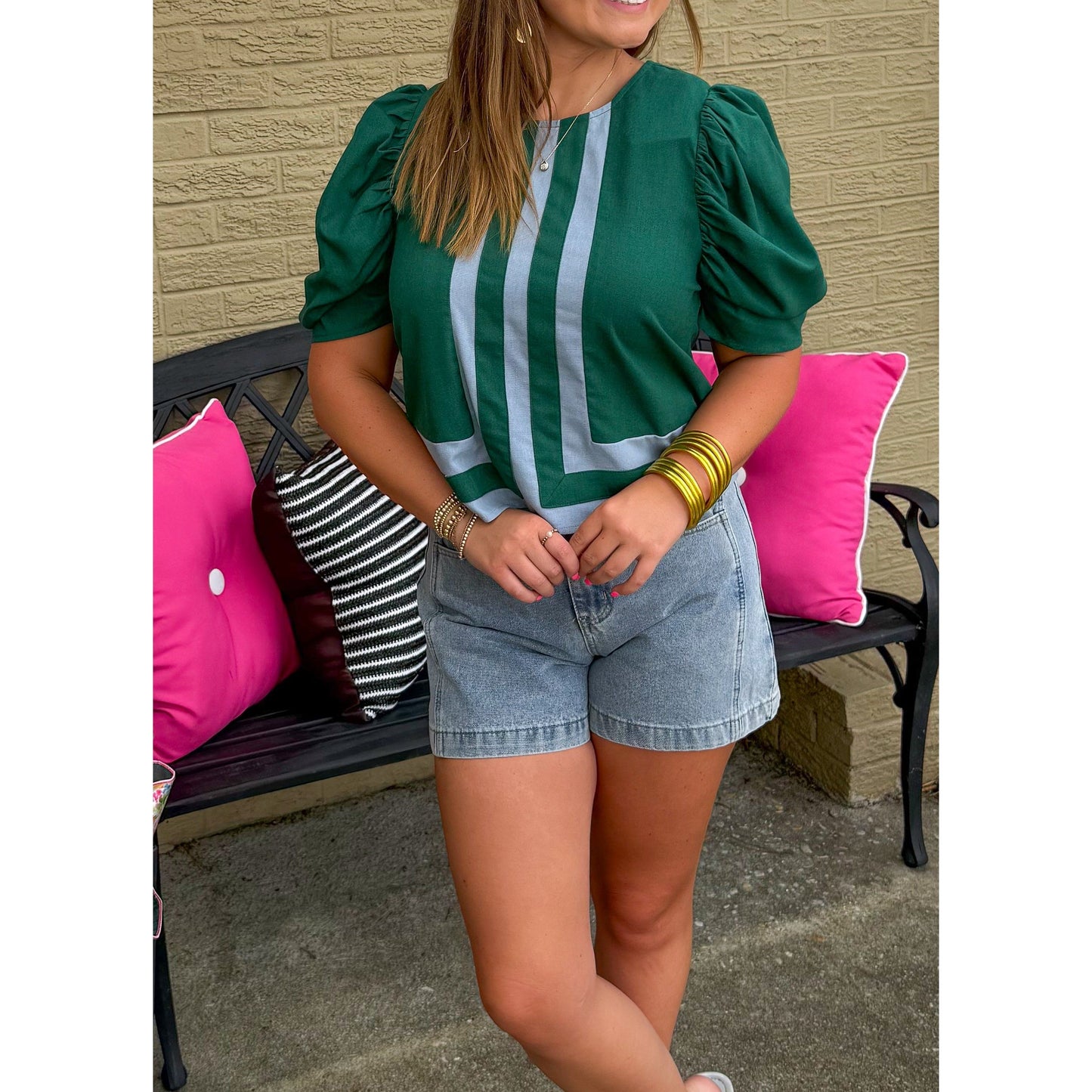 Lilly Blouse, Green/Blue