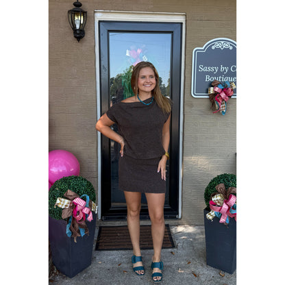 Eliza Knit Mini Dress, Brown
