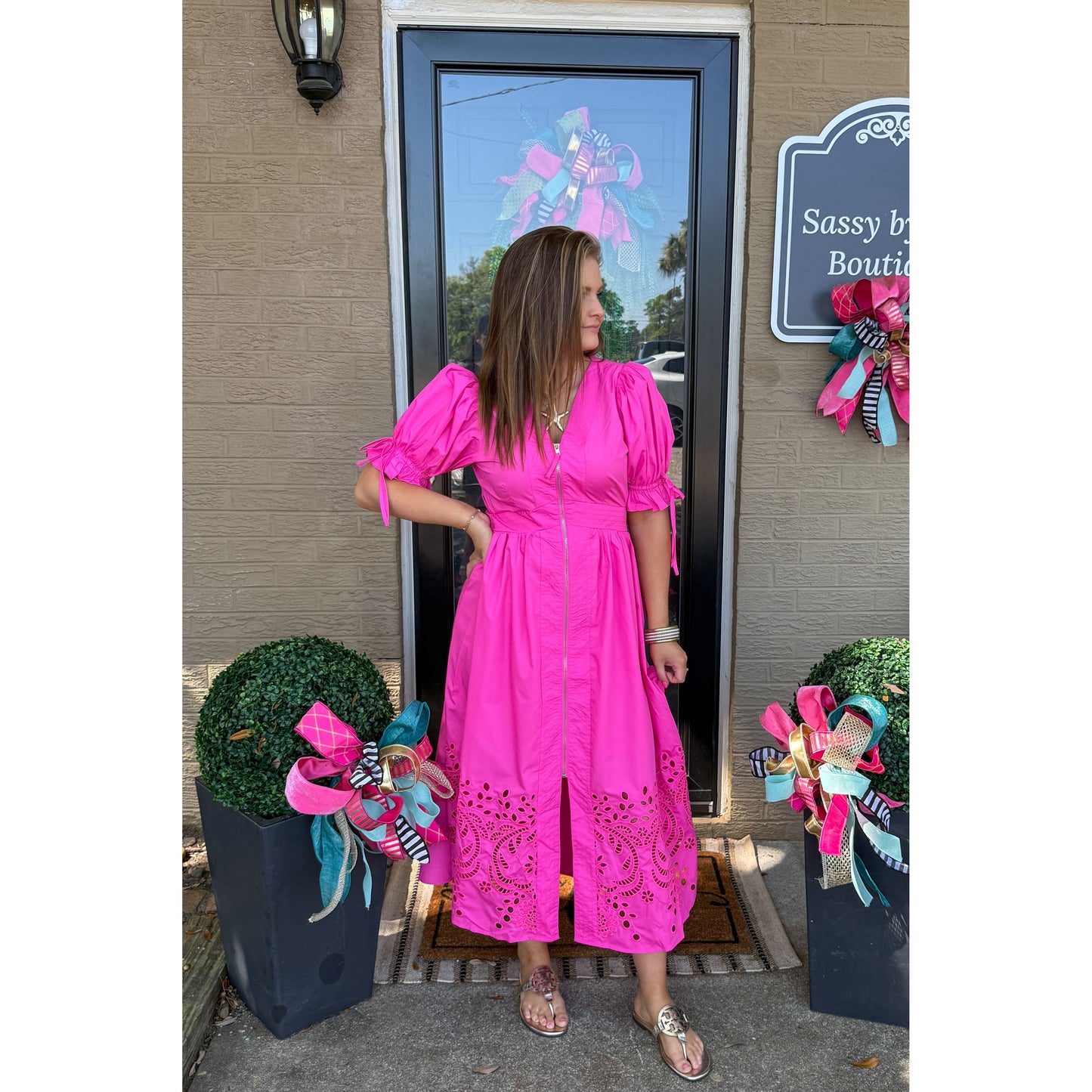 Barbie Girl Detail Dress, Hot Pink