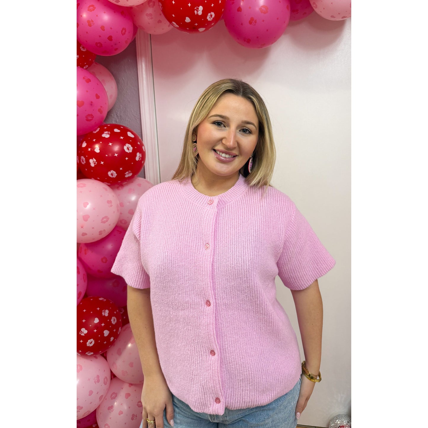 Aria Knit Top, Light Pink