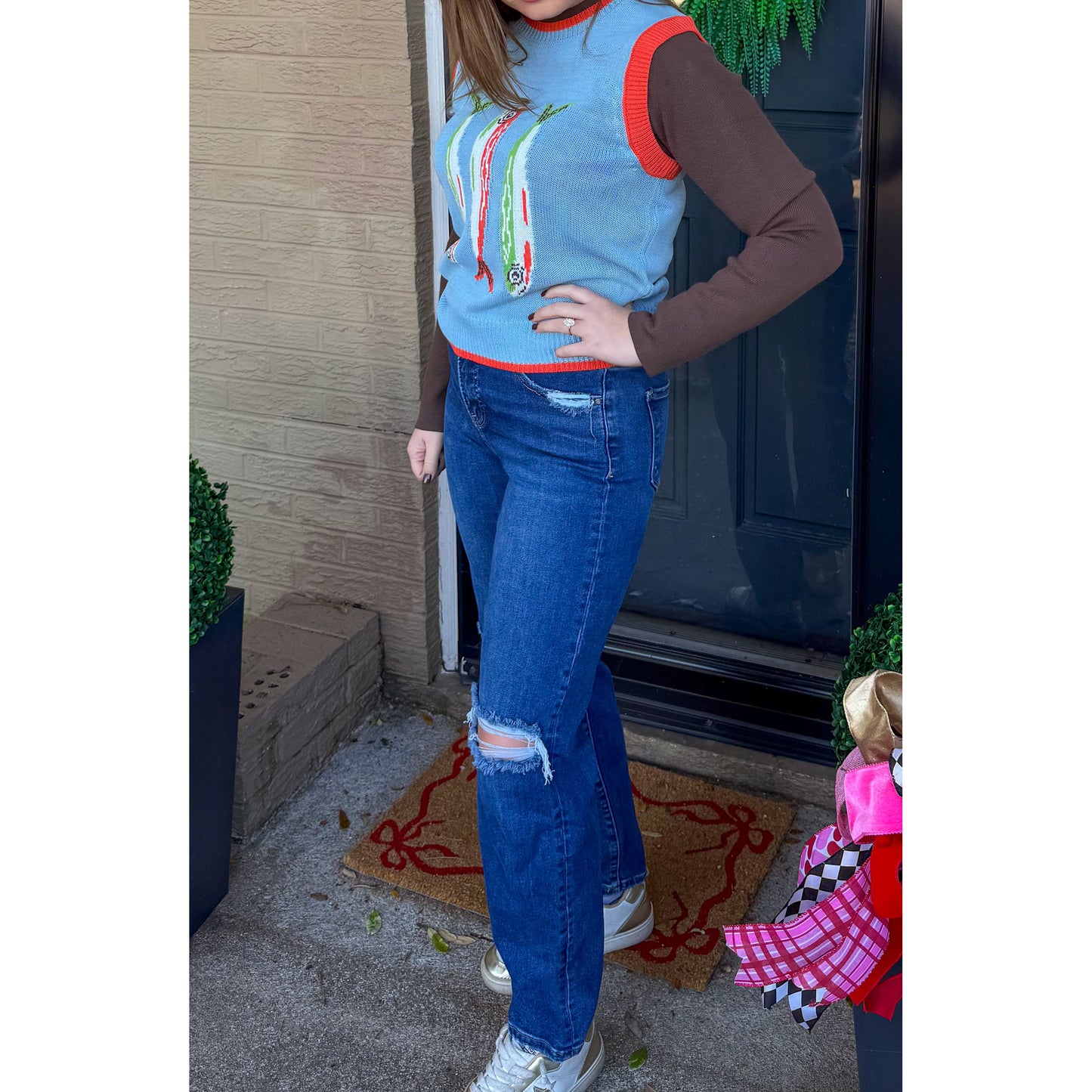 Fish Graphic Sweater Vest, Multi