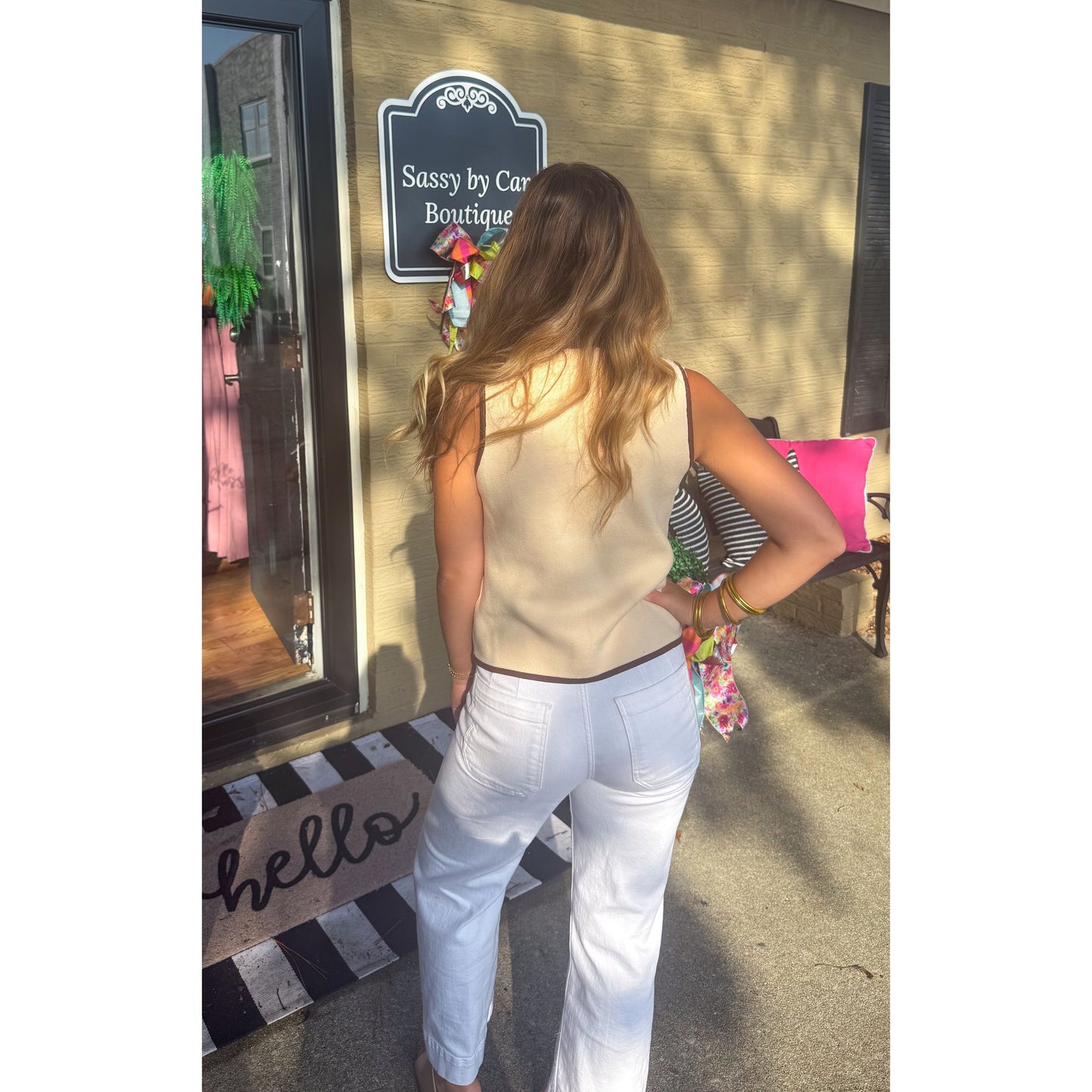 Jules Top, Beige/Brown