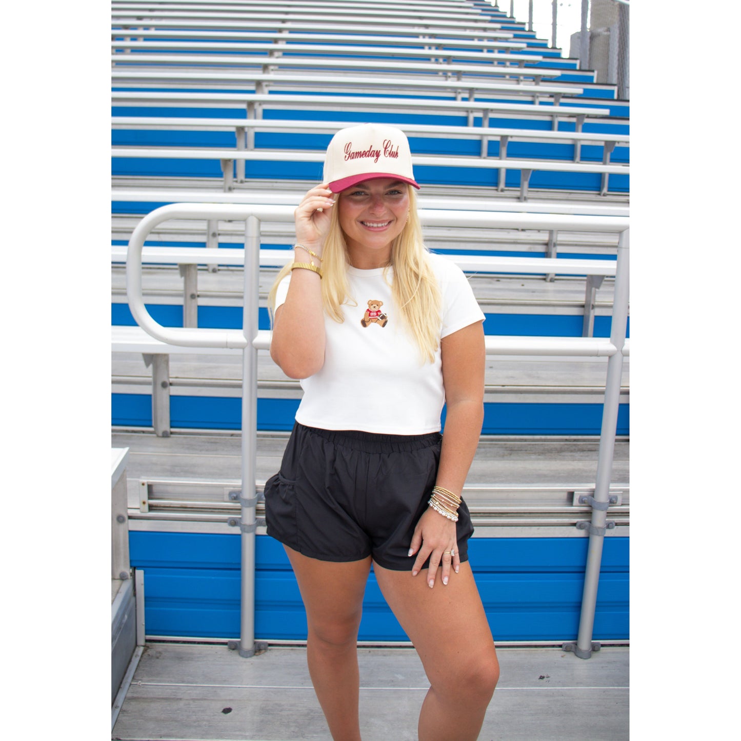 Teddy Bear Gameday Baby Tee, White