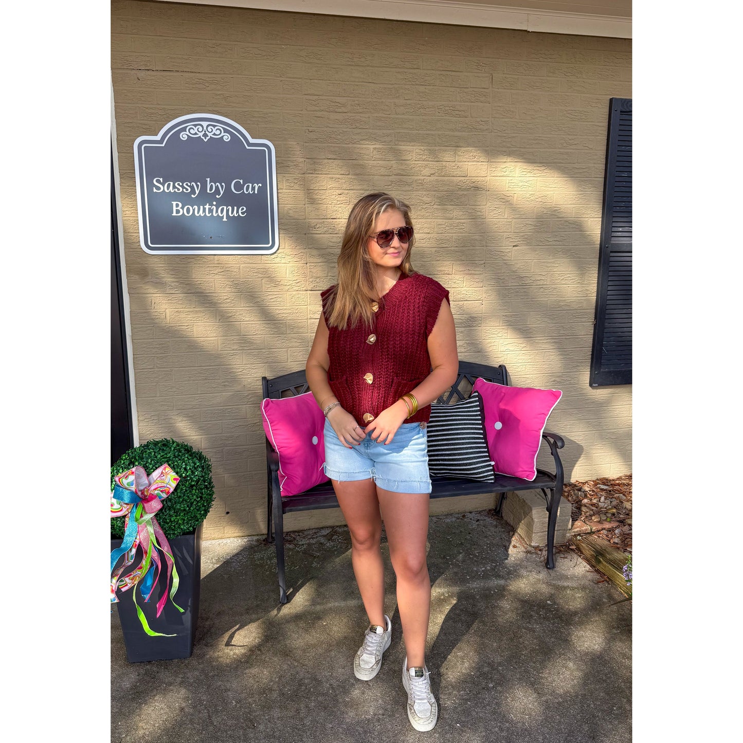 Gia Chunky Knit Top, Garnet