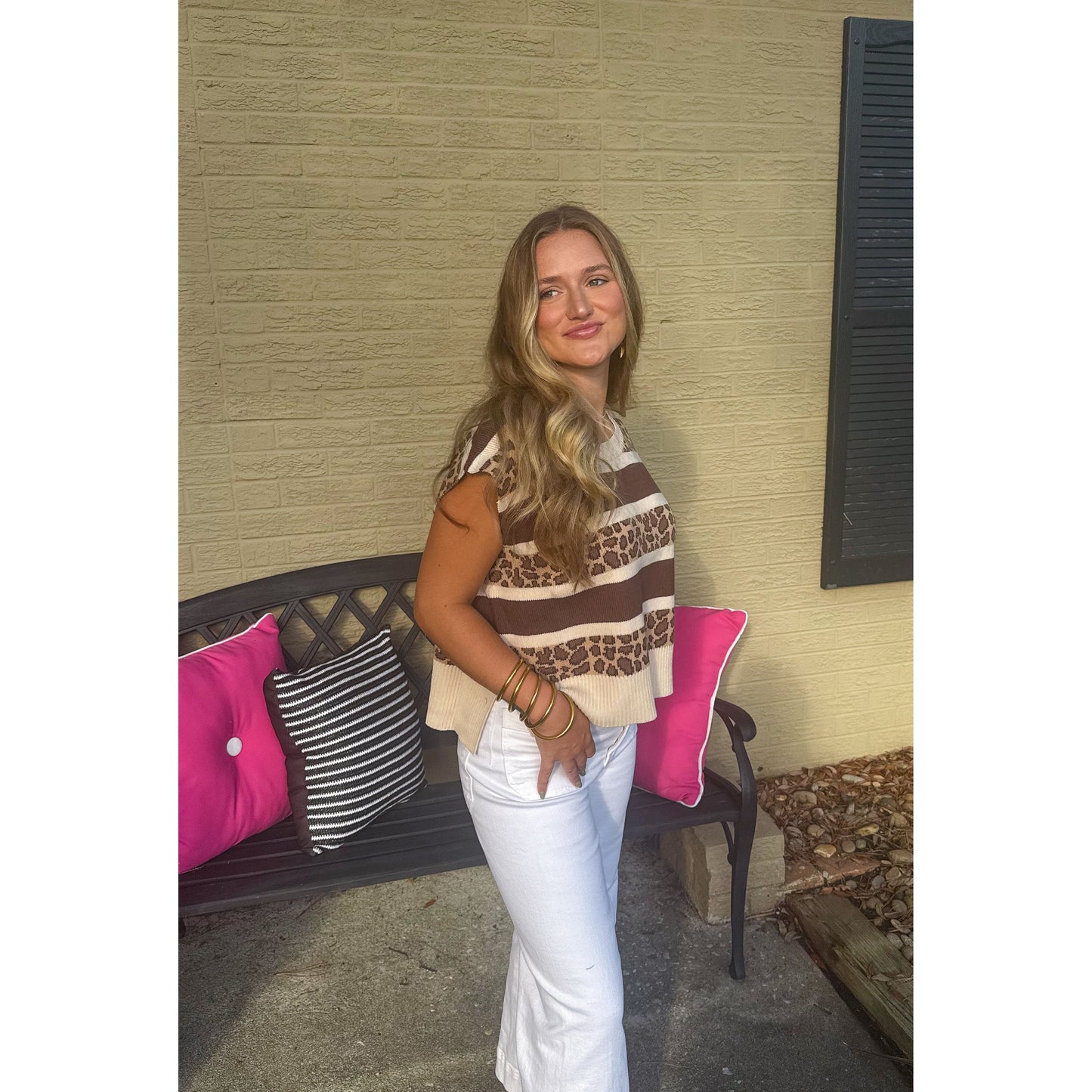 Kennedy Cheetah Top, Taupe Multi