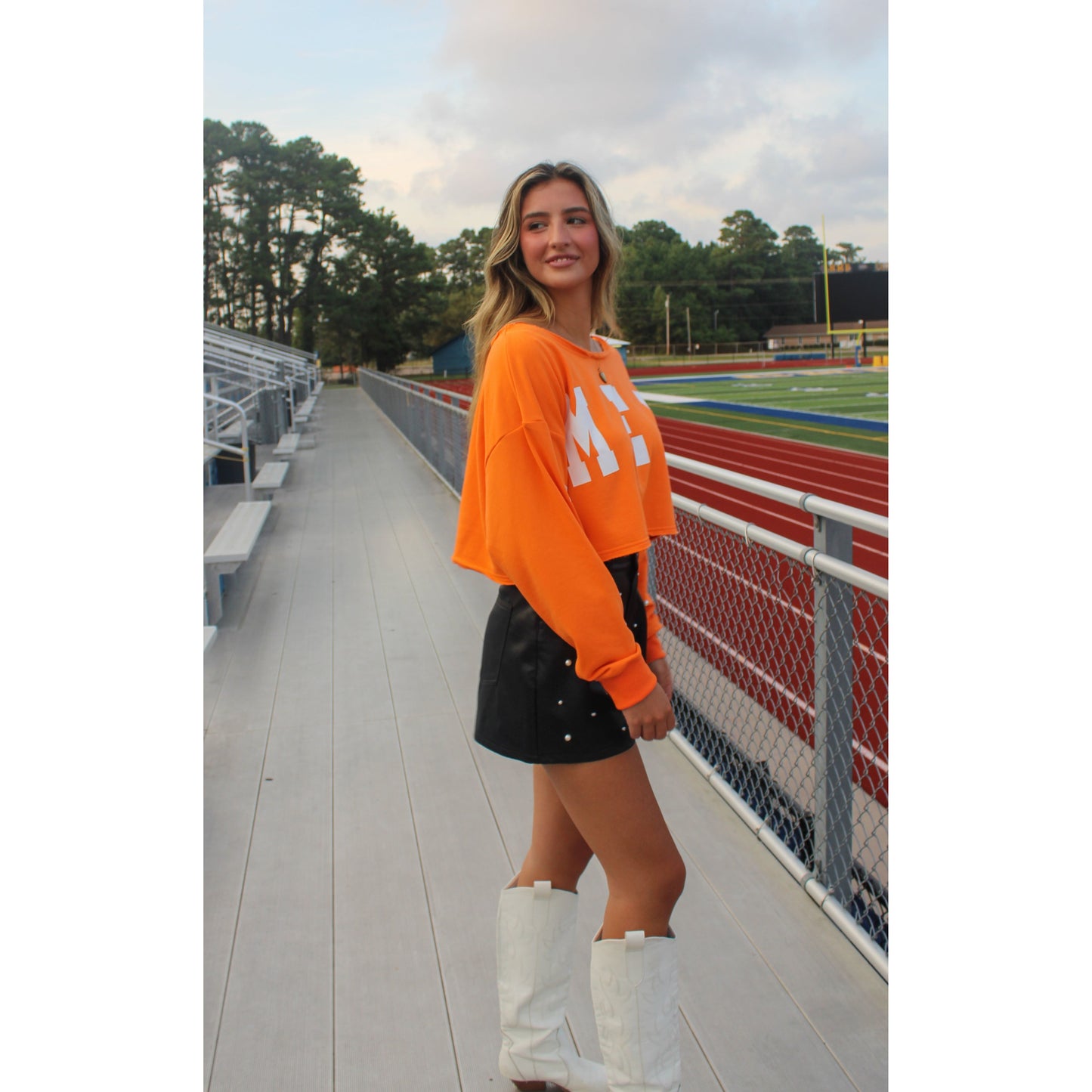 Game Day Crop Top, Orange/White