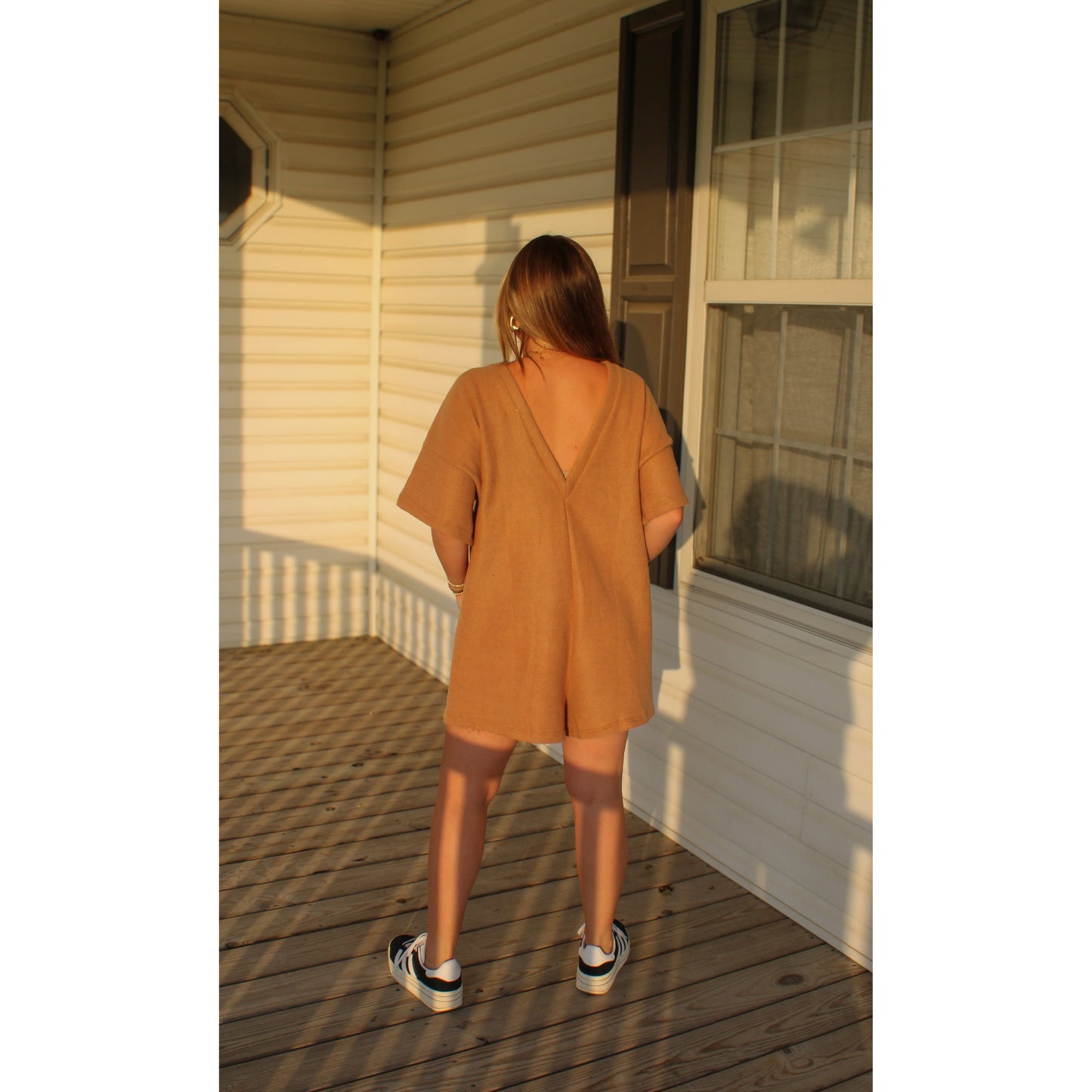 Teddy Oversized Romper, Camel