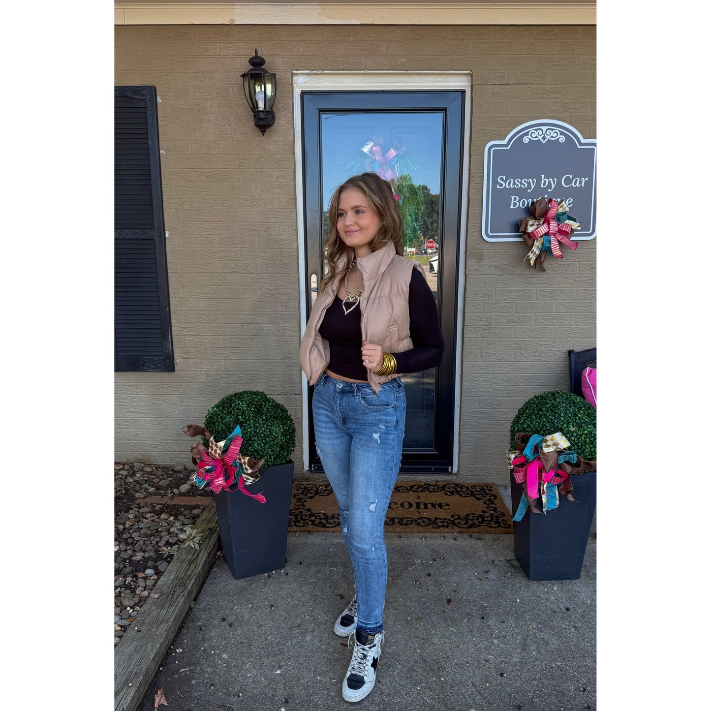 Raelyn Faux Leather Puffer, Mocha