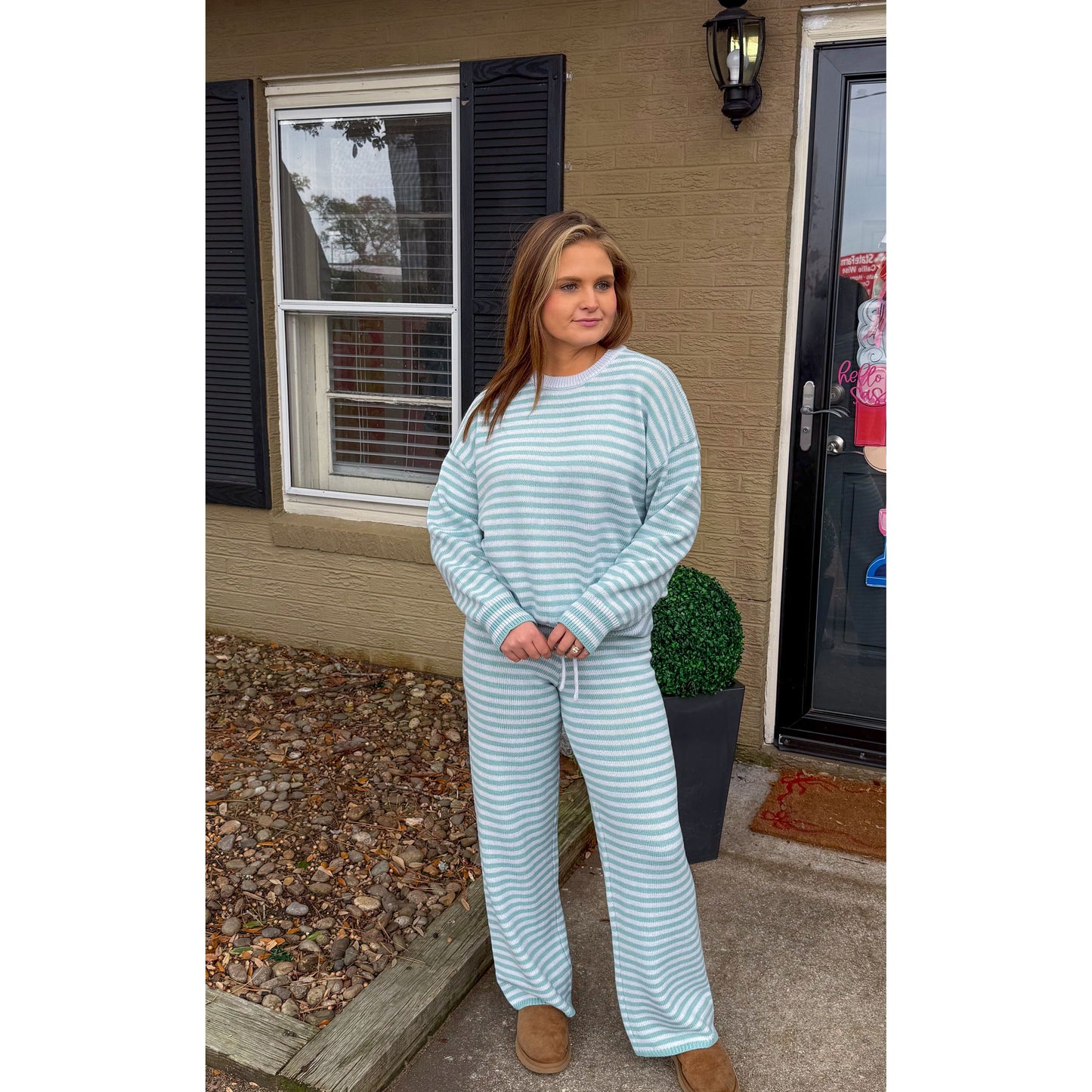 Knit Stripe Lounge Set, Blue Multi