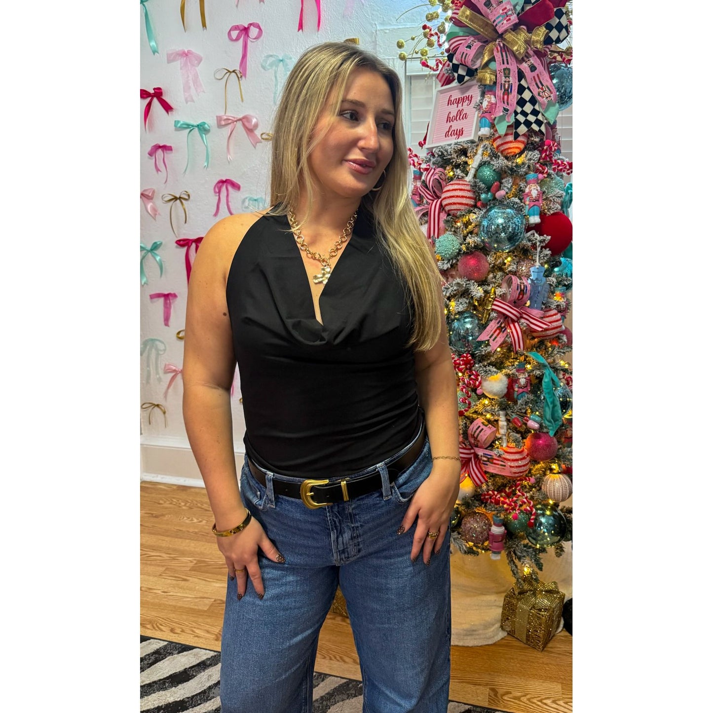 Cameron Halter Top, Black