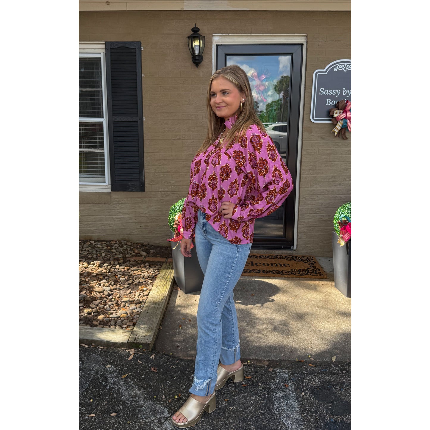 Gia Pattern Blouse, Pink Multi