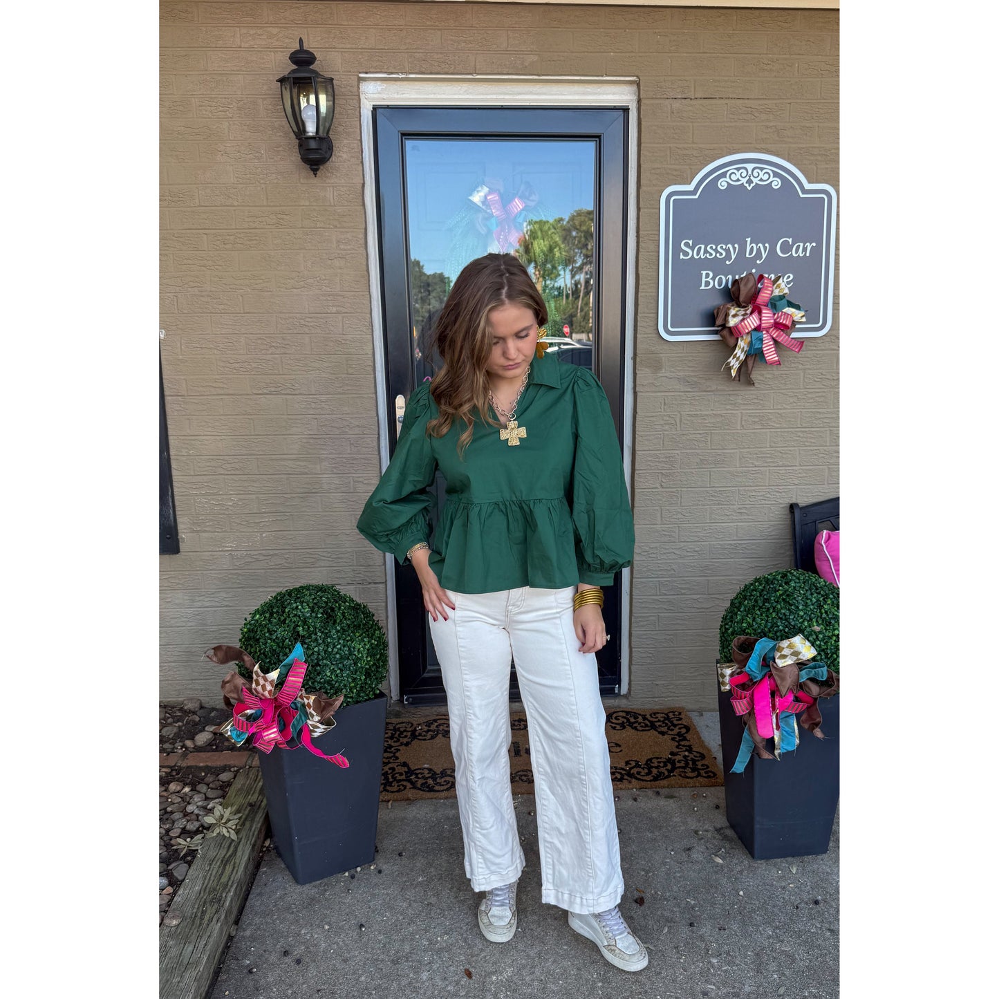 Lilly Blouse, Hunter Green