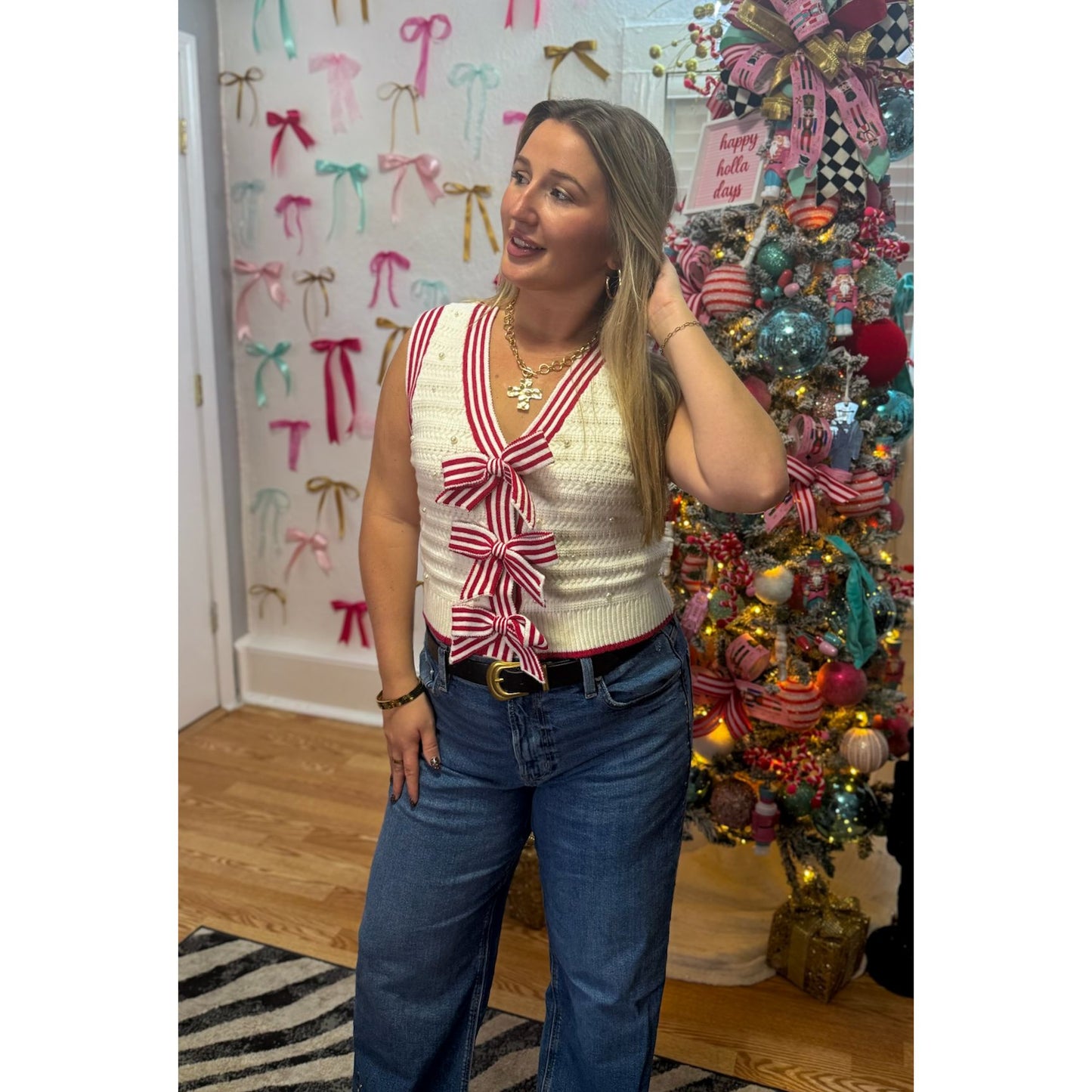 Pearl/Bow Sweater Vest