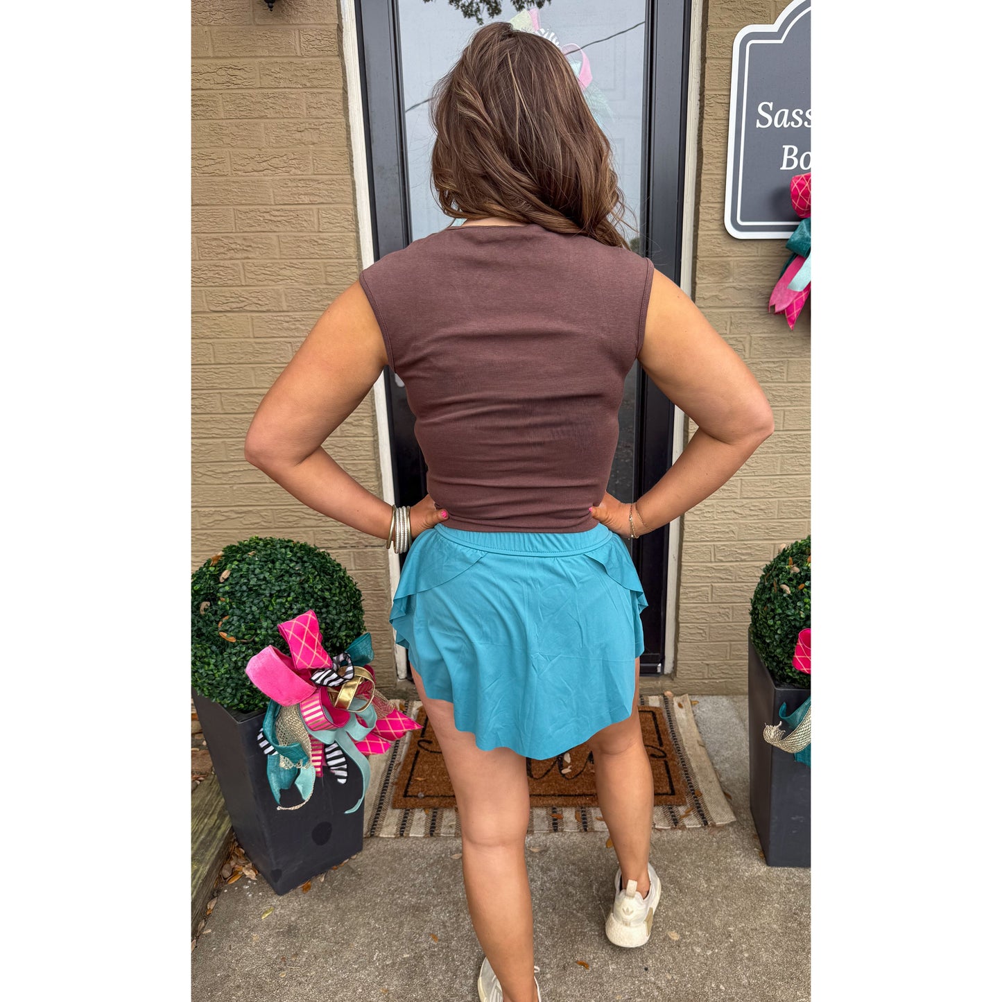 Abby V-Neckline Top, Chocolate Brown