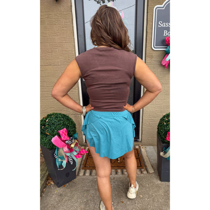 Abby V-Neckline Top, Chocolate Brown